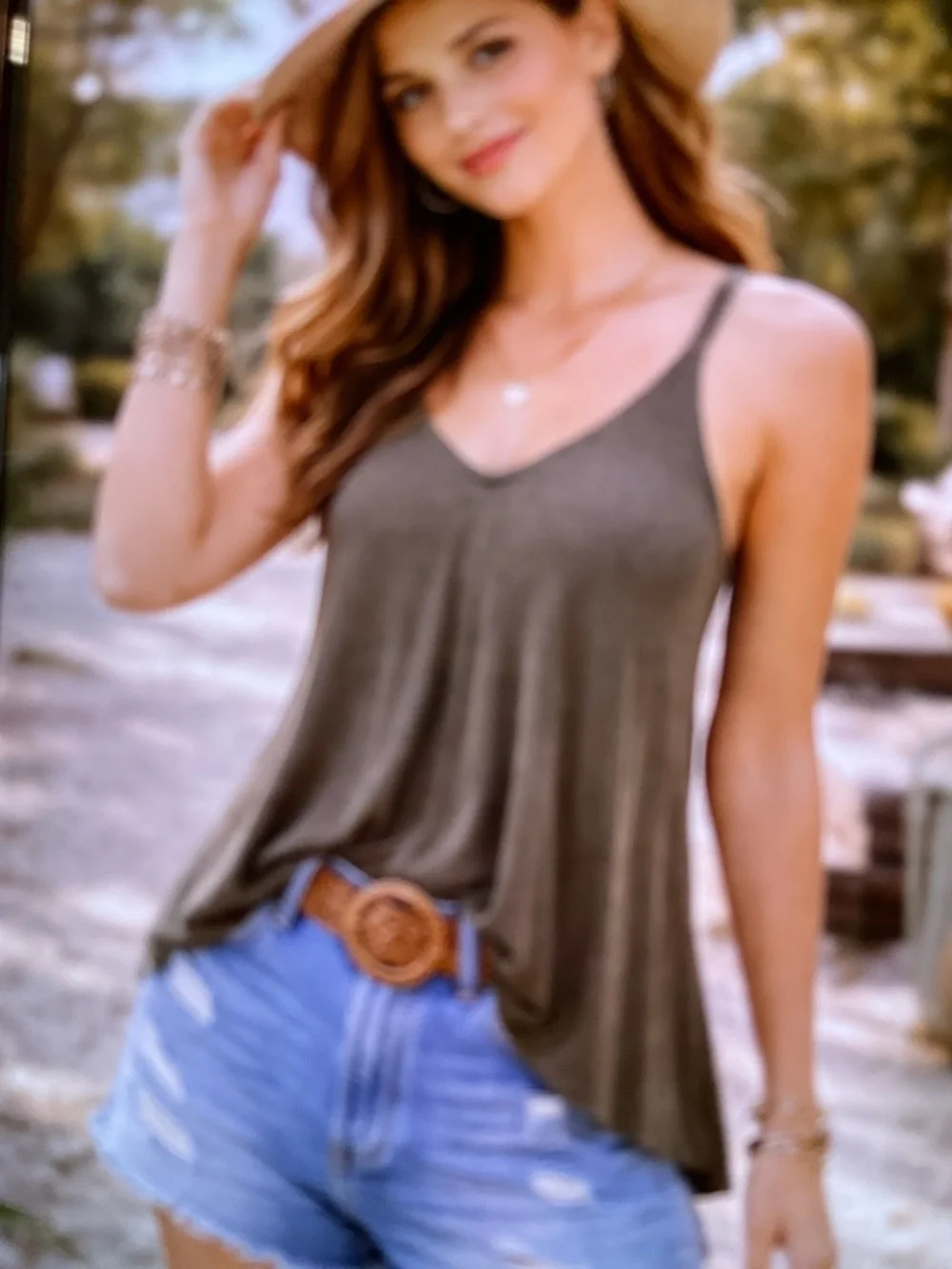 Intimately Free People Olive Ribbed V-Neck Camisole/tank. Oversized XS